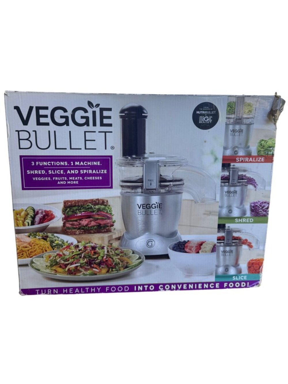 Veggie Bullet 12-Piece Set Food Processor Spiralizer Blender Slicer Shredder